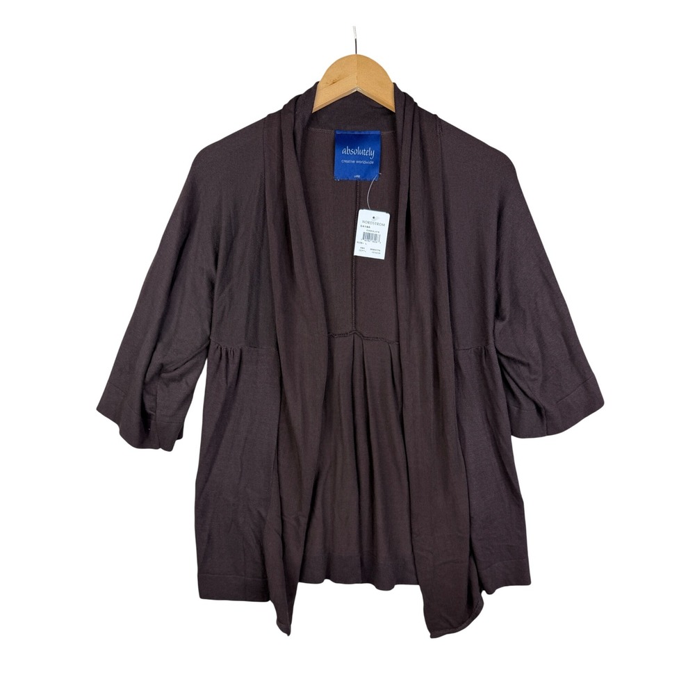 New Absolutely Half Sleeve Cardigan‎ size Large Brown